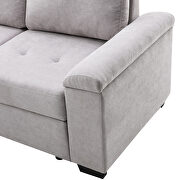 Gray linen l-shape sleeper sectional sofa with storage ottoman by La Spezia additional picture 5