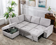 Gray linen l-shape sleeper sectional sofa with storage ottoman by La Spezia additional picture 6