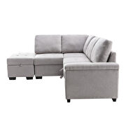 Gray linen l-shape sleeper sectional sofa with storage ottoman by La Spezia additional picture 7