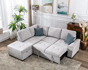 Gray linen l-shape sleeper sectional sofa with storage ottoman by La Spezia additional picture 10