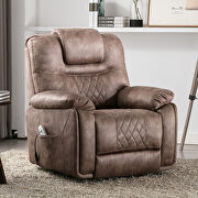 Brown pu upholstery power lift recliner chair with massage function by La Spezia additional picture 3
