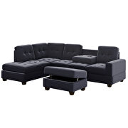 Black velvet l-shaped sectional sofa with reversible chaise and storage ottoman by La Spezia additional picture 11