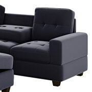 Black velvet l-shaped sectional sofa with reversible chaise and storage ottoman by La Spezia additional picture 12