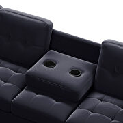 Black velvet l-shaped sectional sofa with reversible chaise and storage ottoman by La Spezia additional picture 5