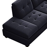 Black velvet l-shaped sectional sofa with reversible chaise and storage ottoman by La Spezia additional picture 7