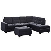 Black velvet l-shaped sectional sofa with reversible chaise and storage ottoman by La Spezia additional picture 8
