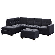 Black velvet l-shaped sectional sofa with reversible chaise and storage ottoman by La Spezia additional picture 9