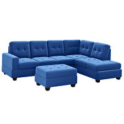 Blue velvet l-shaped sectional sofa with reversible chaise and storage ottoman by La Spezia additional picture 6
