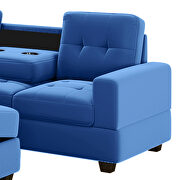 Blue velvet l-shaped sectional sofa with reversible chaise and storage ottoman by La Spezia additional picture 7