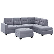 Gray velvet l-shaped sectional sofa with reversible chaise and storage ottoman by La Spezia additional picture 2