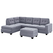 Gray velvet l-shaped sectional sofa with reversible chaise and storage ottoman by La Spezia additional picture 11