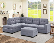 Gray velvet l-shaped sectional sofa with reversible chaise and storage ottoman by La Spezia additional picture 12