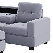 Gray velvet l-shaped sectional sofa with reversible chaise and storage ottoman by La Spezia additional picture 8