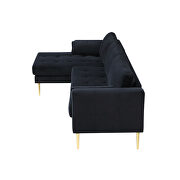 Modern elegant black velvet sectional sofa with two pillows by La Spezia additional picture 11