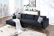 Modern elegant black velvet sectional sofa with two pillows by La Spezia additional picture 4