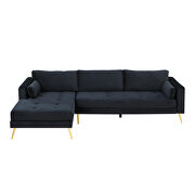 Modern elegant black velvet sectional sofa with two pillows by La Spezia additional picture 5