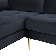 Modern elegant black velvet sectional sofa with two pillows by La Spezia additional picture 7