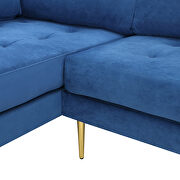 Modern elegant blue velvet sectional sofa with two pillows by La Spezia additional picture 4