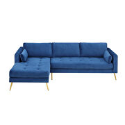 Modern elegant blue velvet sectional sofa with two pillows by La Spezia additional picture 5