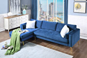 Modern elegant blue velvet sectional sofa with two pillows by La Spezia additional picture 6