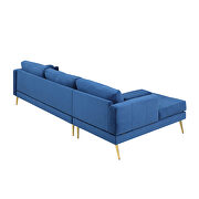 Modern elegant blue velvet sectional sofa with two pillows by La Spezia additional picture 7
