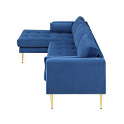 Modern elegant blue velvet sectional sofa with two pillows by La Spezia additional picture 8