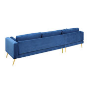 Modern elegant blue velvet sectional sofa with two pillows by La Spezia additional picture 9