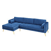Modern elegant blue velvet sectional sofa with two pillows by La Spezia additional picture 10