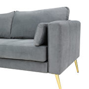 Modern elegant gray velvet sectional sofa with two pillows by La Spezia additional picture 2