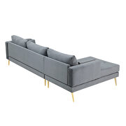 Modern elegant gray velvet sectional sofa with two pillows by La Spezia additional picture 4