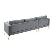Modern elegant gray velvet sectional sofa with two pillows by La Spezia additional picture 5
