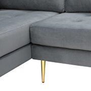Modern elegant gray velvet sectional sofa with two pillows by La Spezia additional picture 6