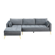 Modern elegant gray velvet sectional sofa with two pillows by La Spezia additional picture 8