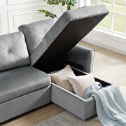 Gray velvet reversible l-shape sectional sofa with storage by La Spezia additional picture 3