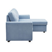 Blue velvet reversible l-shape sectional sofa with storage by La Spezia additional picture 15