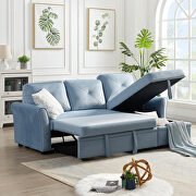 Blue velvet reversible l-shape sectional sofa with storage by La Spezia additional picture 3
