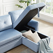 Blue velvet reversible l-shape sectional sofa with storage by La Spezia additional picture 7