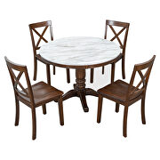 5-pieces set brown solid wood table with 4 chairs by La Spezia additional picture 7