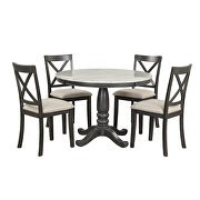 5-pieces set gray solid wood table with 4 chairs by La Spezia additional picture 2