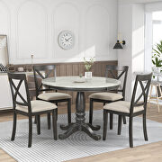 5-pieces set gray solid wood table with 4 chairs by La Spezia additional picture 10