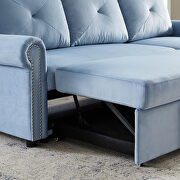 Blue velvet convertible sectional sleeper sofa bed with storage chaise by La Spezia additional picture 2