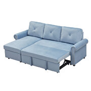Blue velvet convertible sectional sleeper sofa bed with storage chaise by La Spezia additional picture 11