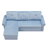 Blue velvet convertible sectional sleeper sofa bed with storage chaise by La Spezia additional picture 12