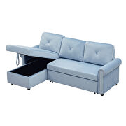 Blue velvet convertible sectional sleeper sofa bed with storage chaise by La Spezia additional picture 14