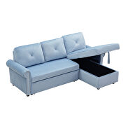 Blue velvet convertible sectional sleeper sofa bed with storage chaise by La Spezia additional picture 15
