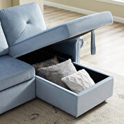Blue velvet convertible sectional sleeper sofa bed with storage chaise by La Spezia additional picture 6