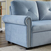 Blue velvet convertible sectional sleeper sofa bed with storage chaise by La Spezia additional picture 7
