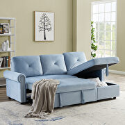 Blue velvet convertible sectional sleeper sofa bed with storage chaise by La Spezia additional picture 9