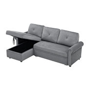 Gray velvet convertible sectional sleeper sofa bed with storage chaise by La Spezia additional picture 11