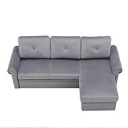 Gray velvet convertible sectional sleeper sofa bed with storage chaise by La Spezia additional picture 12